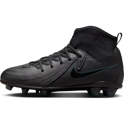 Image of Nike Performance JR Phantom LUNA II CLUB FG/MG Unisex Moulded stud football boots for kids, Size: 2.5, Black/deep jungle Imitation leather/ textile