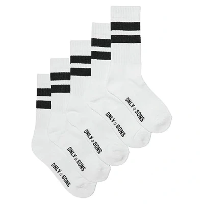 Image of Only &amp; Sons Onsrody Tennis SOCK 5PACK Socks, Men&#039;s, Size: 6 8, White