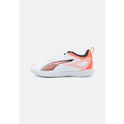 Image of Puma Ultra 5 PLAY IT JR Unisex Indoor football boots for kids, Size: 1.5, White/black/glowing red Synthetics