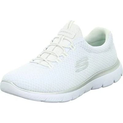 Image of Skechers Women&#039;s Summits Top Player Sneaker, White Mesh Silver Trim, 4.5 UK