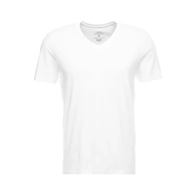 Image of Armani Exchange Men&#039;s Pima Cotton V Neck T Shirt, White, M