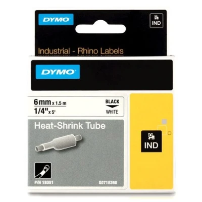 Image of DYMO Rhino Heat Shrink Tubes Black on yellow Roll (1 cm x 1.5 m) tube for 4200, 6000, 6000 Hard Case Kit, RhinoPRO 6500 Professional Labeling Bundle
