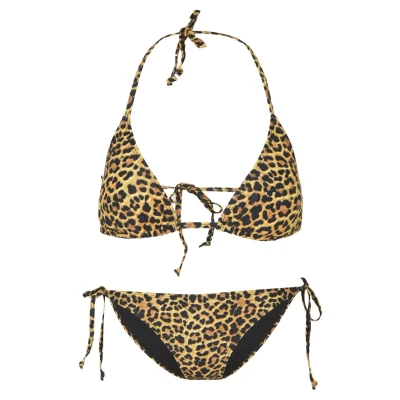 Image of Urban Classics Ladies Animal SET Bikini, Women&#039;s, Size: Large, Yellow/black