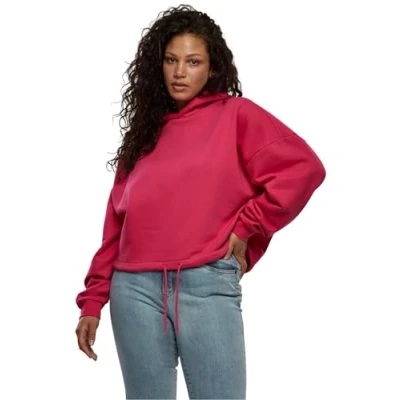 Image of Urban Classics Women&#039;s Ladies Cropped Oversized Hoodie Hooded Sweatshirt, Hibiskuspink, XXXXL, 4XL