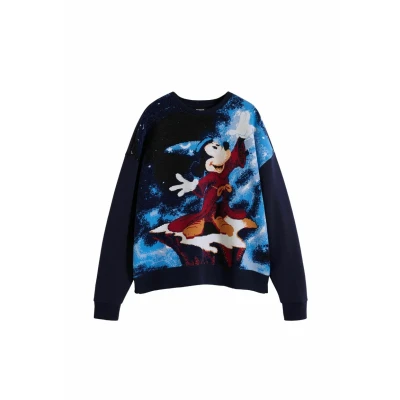 Image of Desigual Mickey Fantasia Sweatshirt, Women&#039;s, Size: 14, Blue