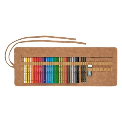 Image of Faber Castell Art &amp; Graphic Polychromos Colour Pencil, Multicoloured, Pencil Roll Of 34, For Art, Craft, Drawing, Sketching, Home, School, University, Colouring