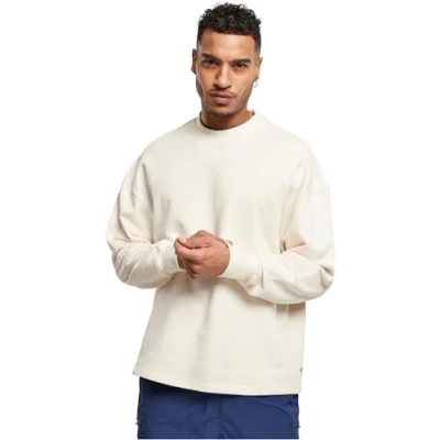 Image of Urban Classics Organic Oversized BOXY CREW Sweatshirt, Men&#039;s, Size: Large, White sand