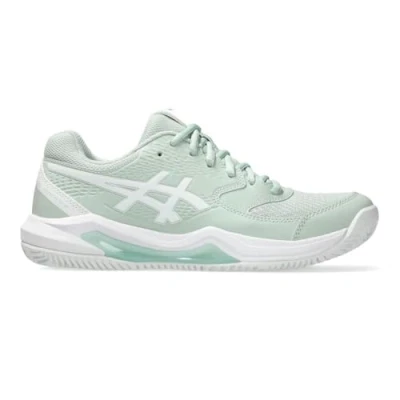Image of Asics GEL Dedicate 8 Clay court tennis shoes, Women&#039;s, Size: 8.5, Lichen rock/white shoes