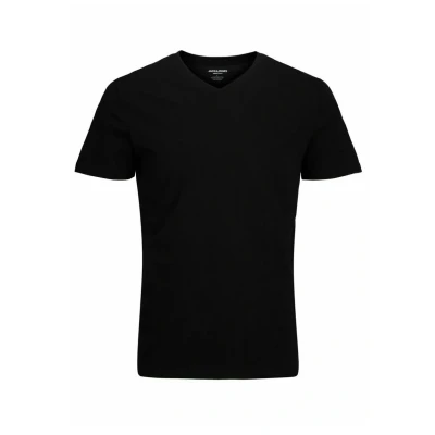 Image of Jack &amp; Jones Vausschnitt Basic Tshirt, Men&#039;s, Size: Small, Black