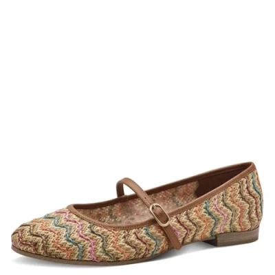 Image of Tamaris Ankle strap ballet pumps, Women&#039;s, Size: 4, Multicolor Textile