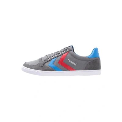 Image of Hummel Slimmer Stadil Trainers, Size: 5, Castle rock/ribbon red/bril blue Leather and textile