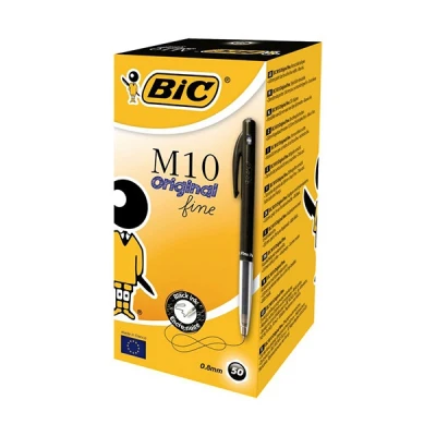 Image of BIC M10 Fine Retractable Ballpoint Pen (Box of 50) Black