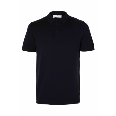 Image of SELECTED HOMME Men&#039;s Slhtray Ls Knit Merino Polo Noos Pullover Sweater, Blazer Navy, S