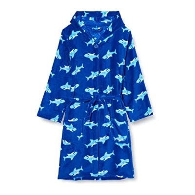 Image of Playshoes Unisex Children&#039;s Fleece Dressing Gown, Shark, 158 164