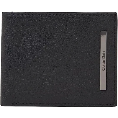 Image of Calvin Klein Men Wallet Modern Bar Bifold Leather, Black (Ck Black), One Size, OS
