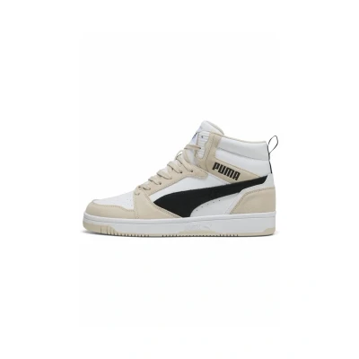 Image of Puma Rebound V6 SD Hightop trainers Alpine snow black white, Size: 9.5, white Leather/synthetics