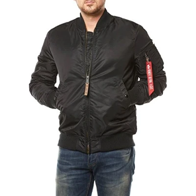 Image of Alpha Industries Bomber Jacket, Men&#039;s, Size: Small, Black