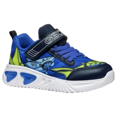 Image of Geox Light UP Assister BOY Trainers for kids, Size: 4, Royal/navy Imitation leather/ textile