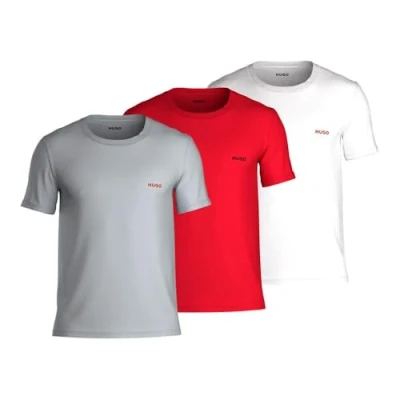 Image of HUGO 3 PACK Pyjama top, Men&#039;s, Size: Small, White/grey/red
