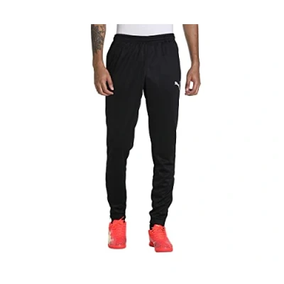 Image of Puma Unisex Adult teamRISE Poly Training Pants Jogging Bottoms, Black White, 3XL