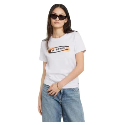 Image of G STAR OLD Skool LOGO Print Tshirt, Women&#039;s, Size: Medium, White