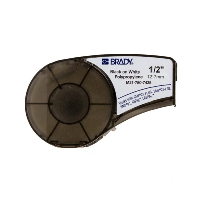 Image of Brady Polypropylene Tape for BMP21 PLUS; LAB; BMP21, 12.70 mm x 6.40 m, Black on White