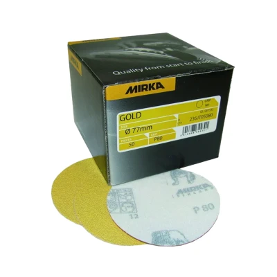 Image of Mirka Gold Universal sanding Paper Ø 77mm Grip P400, 50 pcs/For plaster, filler, chipboard, wood, varnish