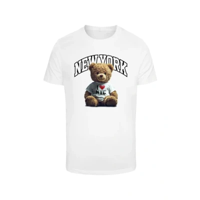 Image of Mister TEE NEW YORK College BEAR Print Tshirt, Men&#039;s, Size: XS, White