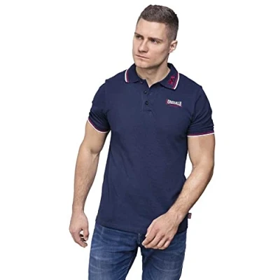 Image of Lonsdale LION Polo shirt, Men&#039;s, Size: XXL, Navy/dark red