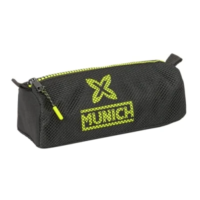 Image of Safta Munich Beat Pencil Case with Zip and Compartment, Children&#039;s Case, Ideal for School Children, Comfortable Versatile, Quality Resistance, 21 x 7 8 cm, Black, Black/White,