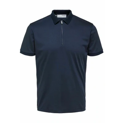 Image of Selected Homme Slhfave ZIP Polo shirt, Men&#039;s, Size: Small, Sky captain