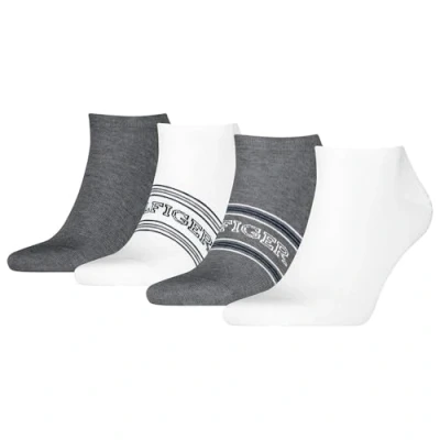 Image of Tommy Hilfiger MEN Sneaker Giftbox 4 PACK Socks, Men&#039;s, Size: 6 8, Grey melange/white