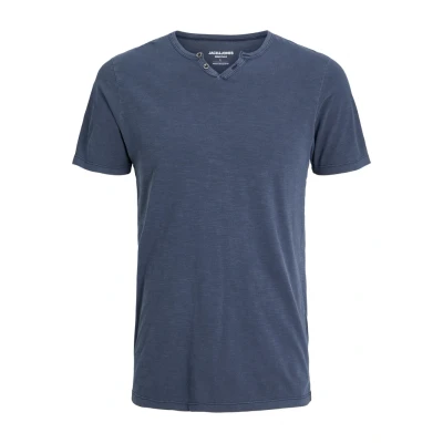 Image of Jack &amp; Jones Jjesplit NECK SS NOOS Basic Tshirt, Men&#039;s, Size: Small, Navy
