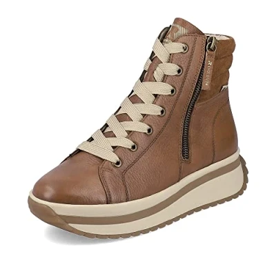 Image of Rieker Ladies Chunky Platform Fleece Lined Ankle Boots &#039;W0962&#039;, Brown 24, 6 UK