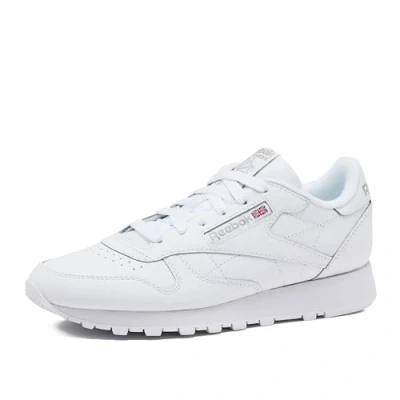 Image of Reebok Classic Leather Unisex Trainers, Size: 7.5, White and textile