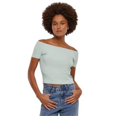 Image of Urban Classics OFF Shoulder Basic Tshirt, Women&#039;s, Size: 4XL, Frostmint