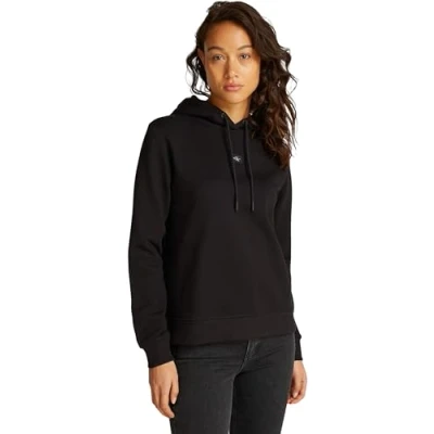 Image of Calvin Klein Jeans Label Regular Hoodie Sweatshirt, Women&#039;s, Size: XS, Black