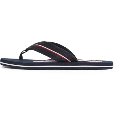 Image of Tommy Hilfiger Corporate Tbar sandals, Men&#039;s, Size: 6.5, Desert sky Synthetics
