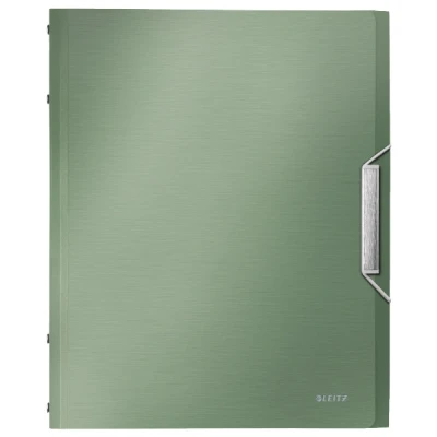 Image of Leitz A4 Divider Book, Holds Up to 200 Sheets, Integrated Index with 6 Compartments, Elastic Closure, Celadon Green, Style Range, 39950053