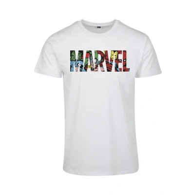 Image of Mister TEE Marvel LOGO Character Print Tshirt, Men&#039;s, Size: Large, White