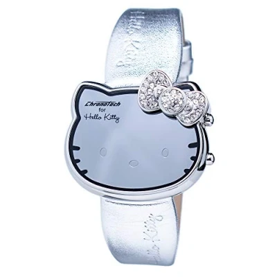 Image of Chronotech Women&#039;s Quartz Digital Watch with Leather Strap, Leather/Silver, strap