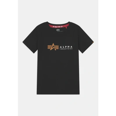 Image of Alpha Industries Label KIDS Teens Unisex Print Tshirt for kids, Size: 8y, Black