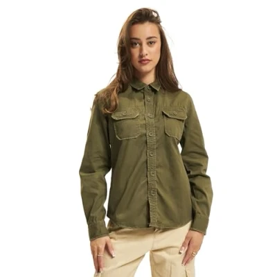 Image of Brandit Vintageshirt Longsleeve Buttondown blouse, Women&#039;s, Size: Medium, Olive