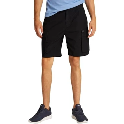 Image of Calvin Klein Jeans Washed Cargo Shorts, Men&#039;s, Size: 36, Black