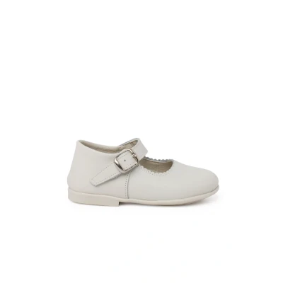 Image of Pisamonas Merceditas Ankle strap ballet pumps for kids, Size: 8K, Porcelana Leather