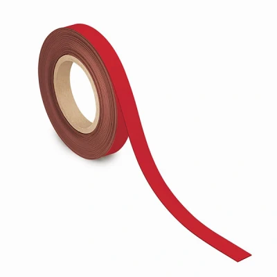 Image of MAUL Labelling Tape 20 mm x 1 mm, Writeable with Magnetic Backing, Versatile in Office, Workshop, Warehouse and Kitchen, Can Be Cut to Size, 10 m Length, Red