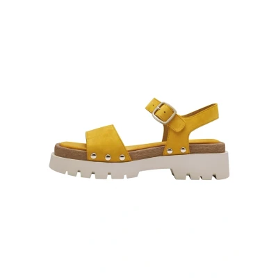 Image of Tamaris Damen Plateau Sandalen Leder Sommer; MANGO/gelb; 37 EU