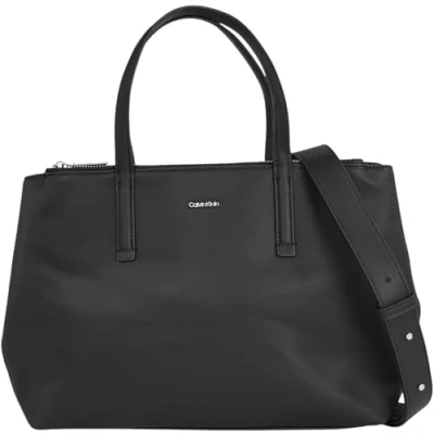 Image of Calvin Klein Women&#039;s Ck Must Tote Md K60k611929 Crossovers, Black (Ck Black), One Size, casual