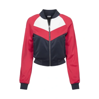 Image of Urban Classics Short Raglan Track Bomber Jacket, Women&#039;s, Size: XS, Navy fire red white