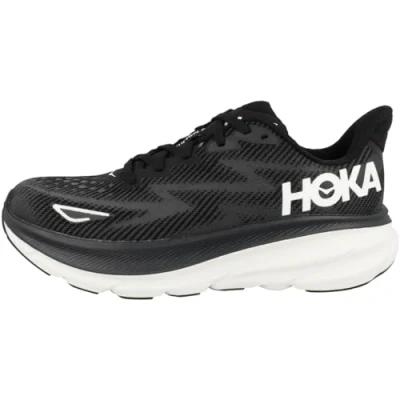 Image of HOKA Clifton 9 Neutral running shoes, Women&#039;s, Size: 4.5, Black/white Textile/synthetics